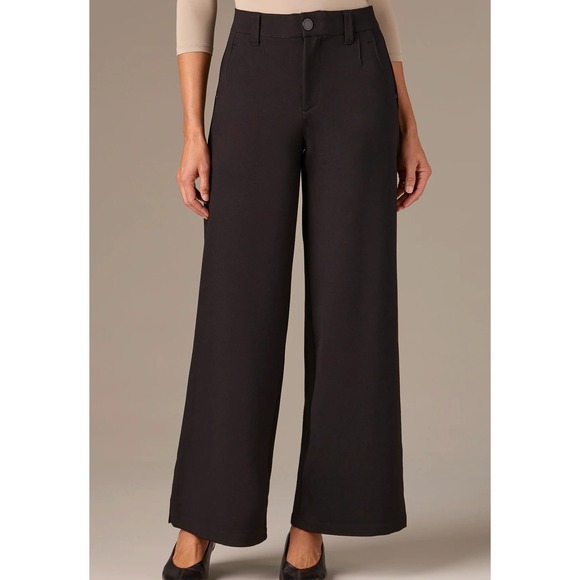 Wit & Wisdom Whitney Skyrise Solid ponte knit Wide Leg Pants in Black Size 14 - Picture 1 of 10